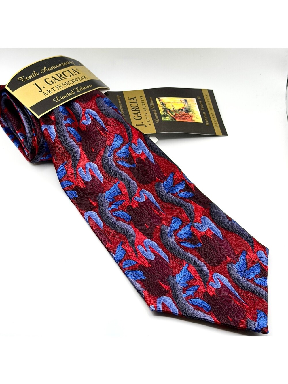 Vintage 90s J. Garcia Banyan Trees II Silk 10th Anniv Tie